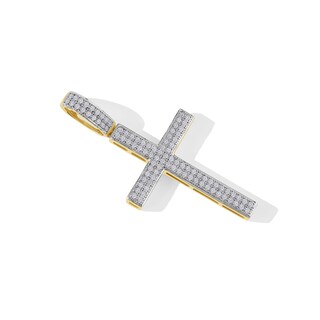 10K Solid Gold 1/4 CT. T.W. Diamond Pavé Cross Charm