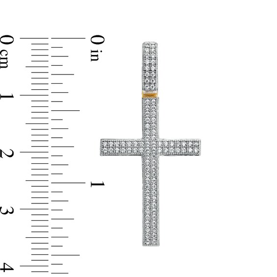 10K Solid Gold 1/4 CT. T.W. Diamond Pavé Cross Charm