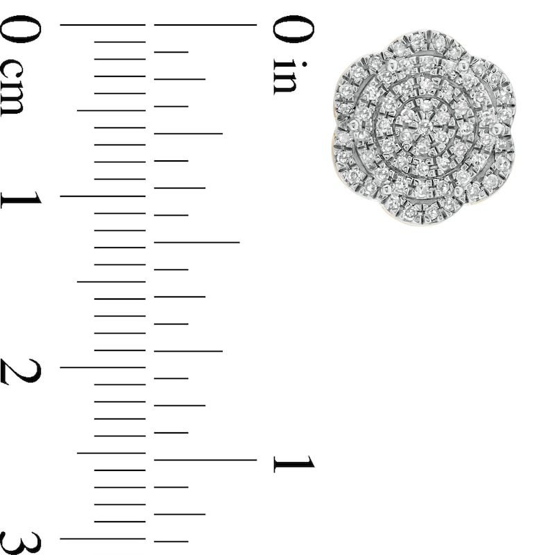 10K Solid Gold 1/6 CT. T.W. Diamond Pavé Cluster Studs