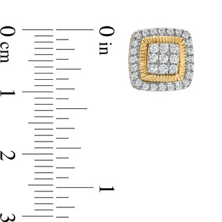 10K Solid Gold 1/4 CT. T.W. Diamond Raised Edge Square Studs