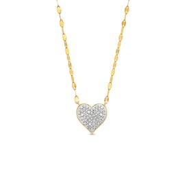 10K Gold 1/10 CT. T.W. Diamond Heart Forzatina Chain Necklace
