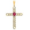 Thumbnail Image 1 of 14K Gold Plated 1/6 CT. T.W. Diamond and Lab-Created Ruby Cross Charm