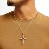 Thumbnail Image 2 of 14K Gold Plated 1/6 CT. T.W. Diamond and Lab-Created Ruby Cross Charm