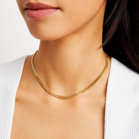 10K Semi-Solid Gold Diamond-Cut Double Curb Chain Made in Italy