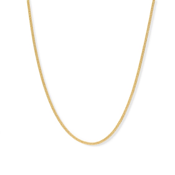 14K Hollow Gold Diamond-Cut Double Curb Chain