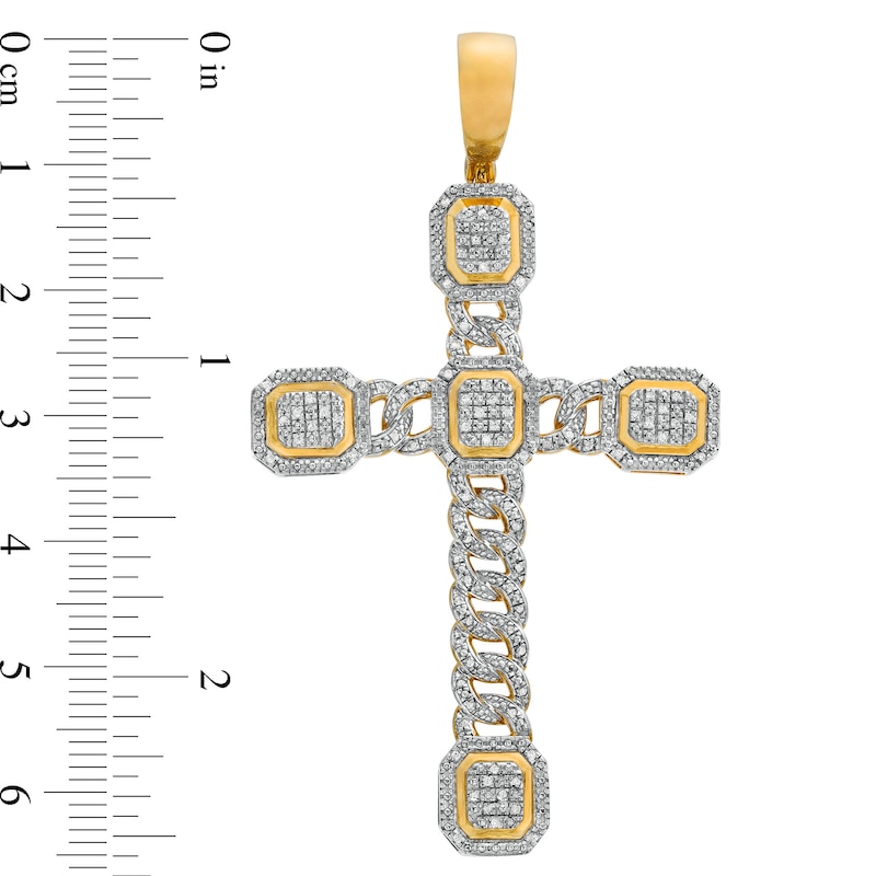 ​​​​​​​10K Solid Gold 1/2 CT. T.W. Diamond Large Chain Cross Charm