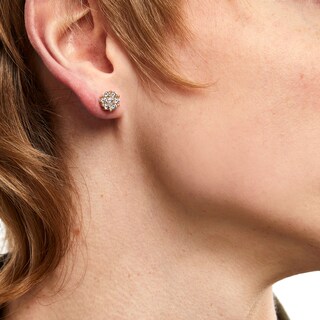 10K Gold 1/6 CT. T.W. Diamond Flower Cluster Studs