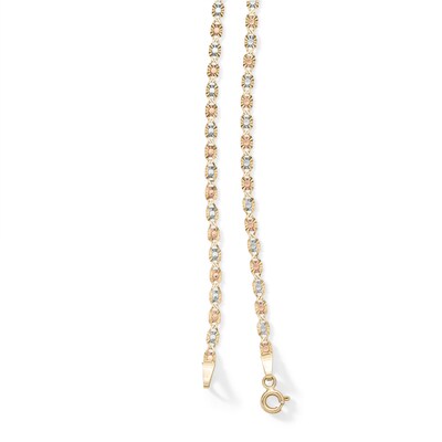 10K Solid Gold Diamond-Cut Valentino Tri-Tone Chain Made in Italy
