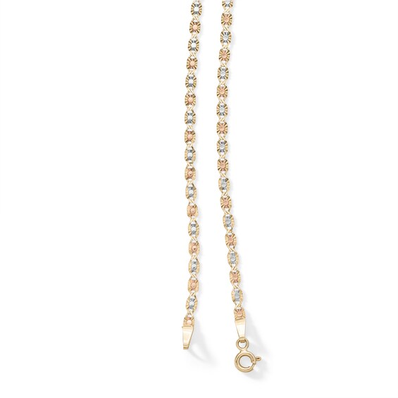 10K Solid Gold Diamond-Cut Valentino Tri-Tone Chain Made in Italy