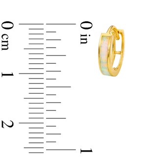 10K Solid Gold Simulated Opal Huggies