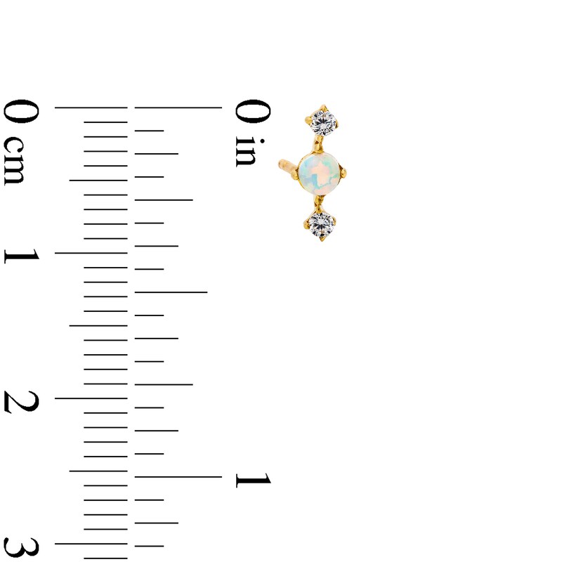 Main Image 3 of 10K Solid Gold Simulated Opal and CZ Studs