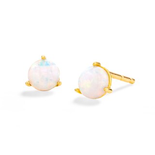 10K Solid Gold Synthetic Opal Rounded Studs