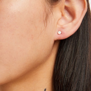 10K Solid Gold Synthetic Opal Rounded Studs