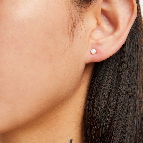 10K Solid Gold Synthetic Opal Rounded Studs