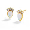 Thumbnail Image 1 of 10K Solid Gold Simulated Opal and CZ Crown and Pear Studs