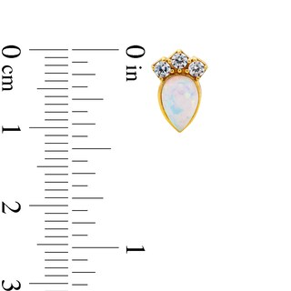 10K Solid Gold Simulated Opal and CZ Crown and Pear Studs