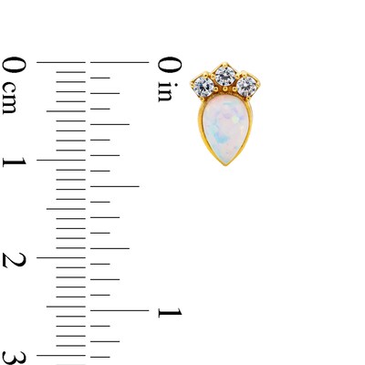10K Solid Gold Simulated Opal and CZ Crown and Pear Studs