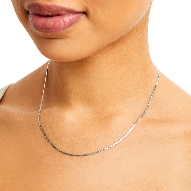 Main Image 2 of 10K Solid Gold Two-Toned Herringbone Chain Made in Italy - 18"