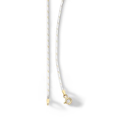 10K Solid Gold Two-Toned Herringbone Chain Made in Italy - 18"