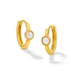 Thumbnail Image 1 of 10K Solid Gold Simulated Opal Bezel Set Huggies