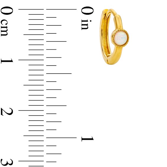 10K Solid Gold Simulated Opal Bezel Set Huggies