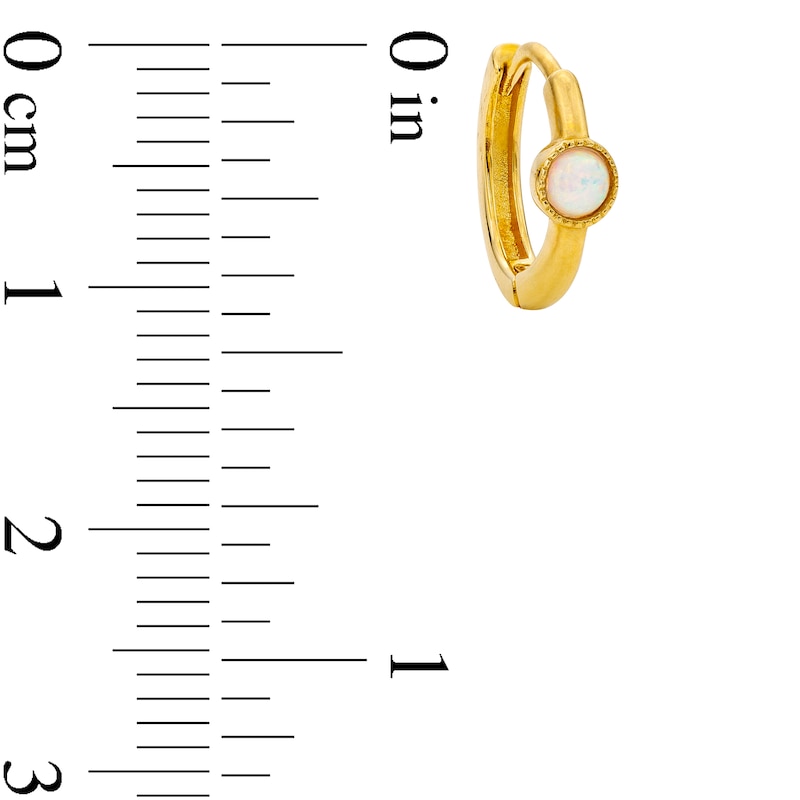 Main Image 3 of 10K Solid Gold Simulated Opal Bezel Set Huggies