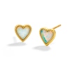 Thumbnail Image 0 of 10K Solid Gold Simulated Opal Beaded Heart Studs