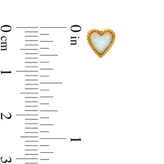 10K Solid Gold Simulated Opal Beaded Heart Studs