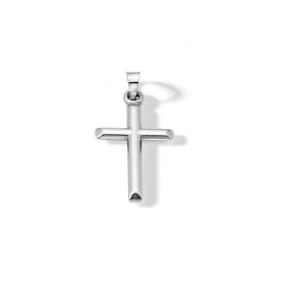 10K Hollow White Gold Puffy Cross Charm