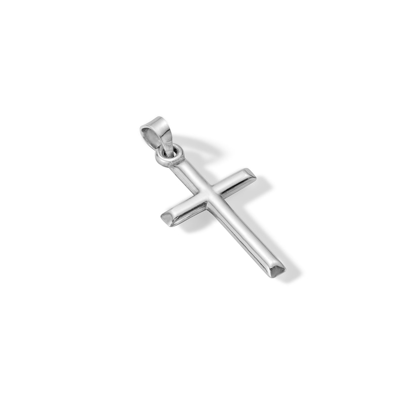 10K Hollow White Gold Puffy Cross Charm