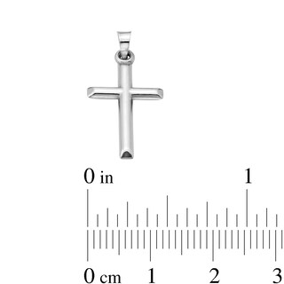 10K Hollow White Gold Puffy Cross Charm