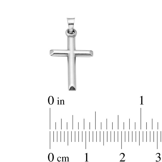 10K Hollow White Gold Puffy Cross Charm