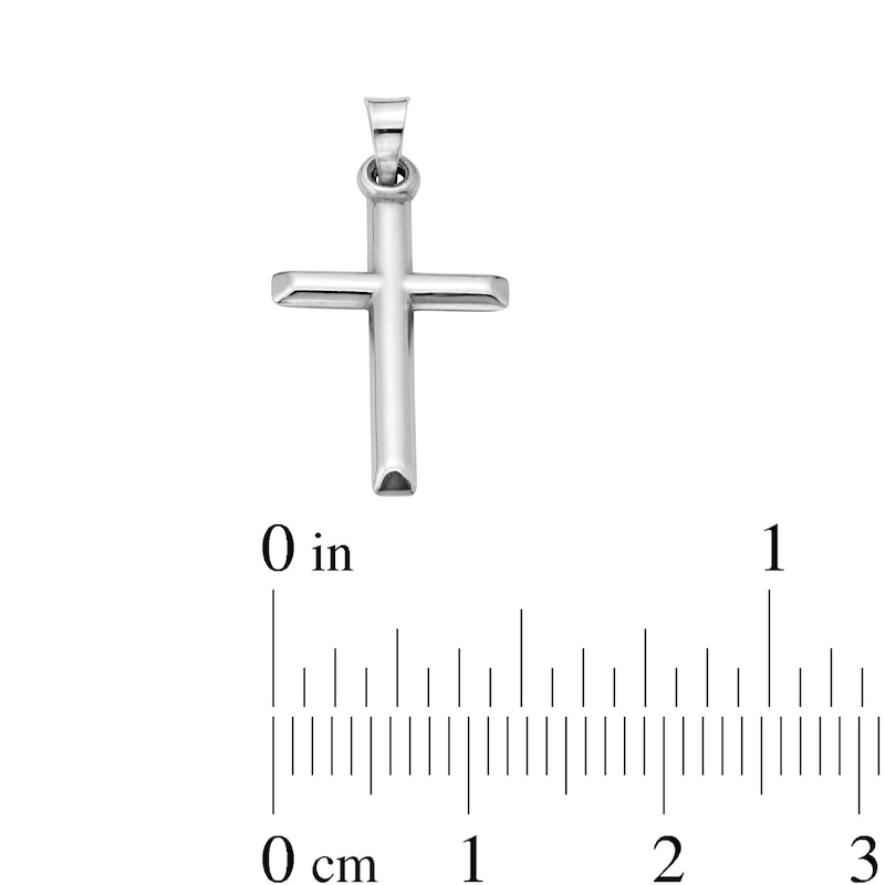 10K Hollow White Gold Puffy Cross Charm