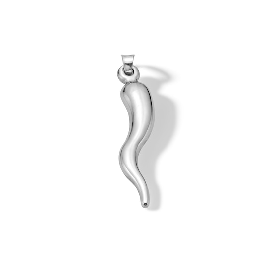 10K Hollow White Gold Italian Horn Charm