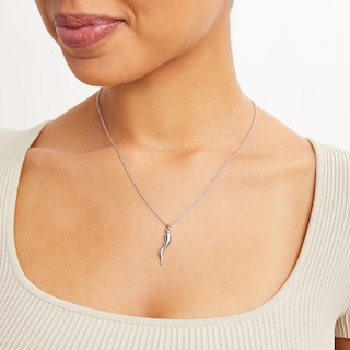 10K Hollow White Gold Italian Horn Charm