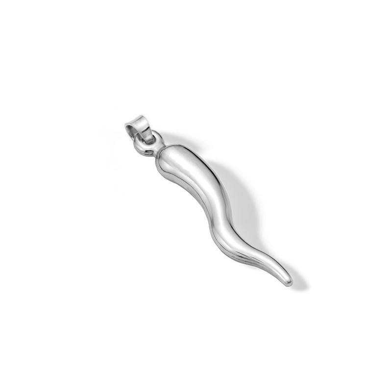 10K Hollow White Gold Italian Horn Charm