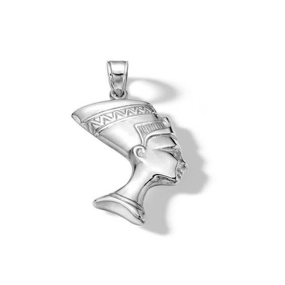 10K Hollow White Gold Nefertiti Charm