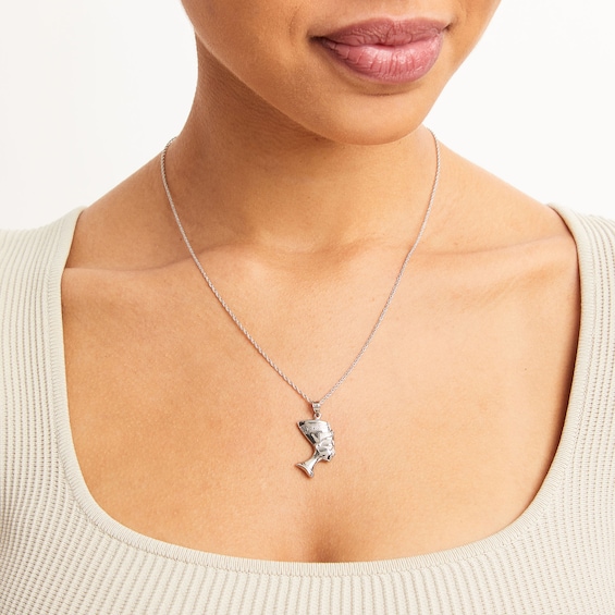 10K Hollow White Gold Nefertiti Charm
