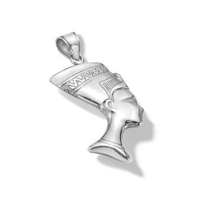 10K Hollow White Gold Nefertiti Charm
