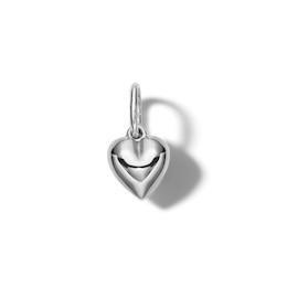 10K Hollow White Gold Dainty Puffy Heart Charm