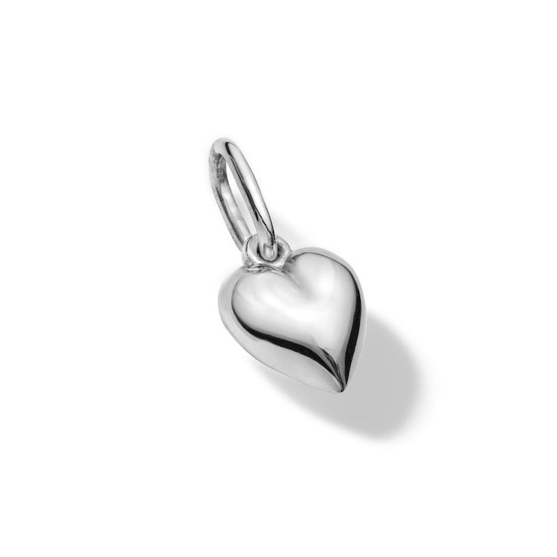 Main Image 3 of 10K Hollow White Gold Dainty Puffy Heart Charm