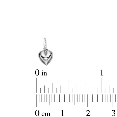 10K Hollow White Gold Dainty Puffy Heart Charm