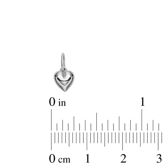 10K Hollow White Gold Dainty Puffy Heart Charm