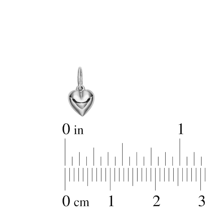 Main Image 4 of 10K Hollow White Gold Dainty Puffy Heart Charm