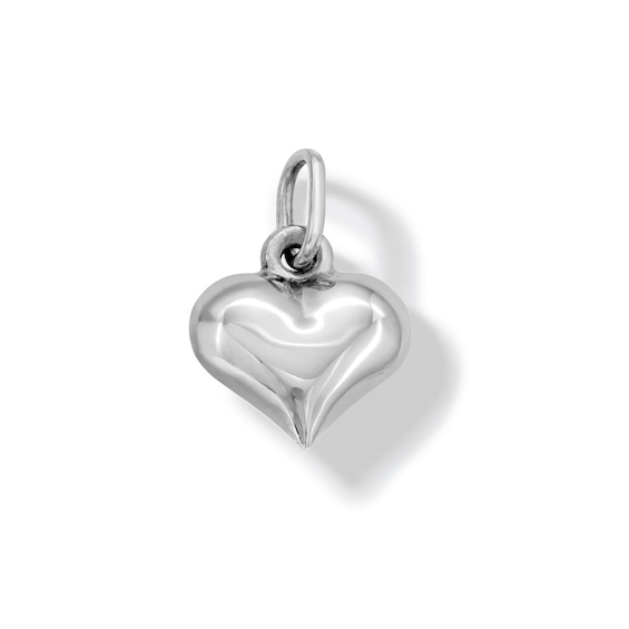 10K Hollow White Gold Puffy Heart Charm