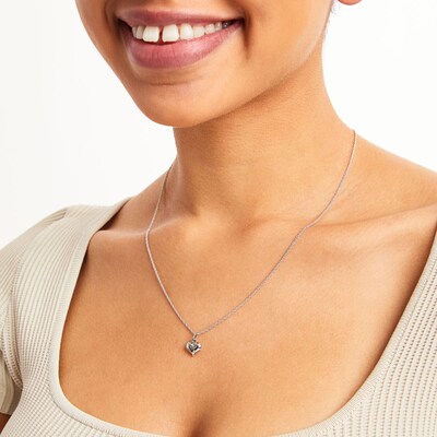 10K Hollow White Gold Puffy Heart Charm