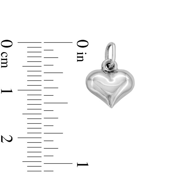 10K Hollow White Gold Puffy Heart Charm