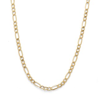 14K Hollow Gold Beveled Figaro Chain