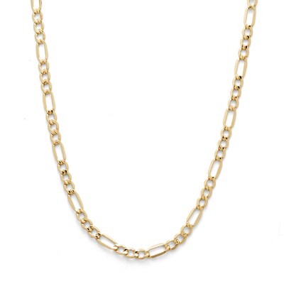 14K Hollow Gold Beveled Figaro Chain