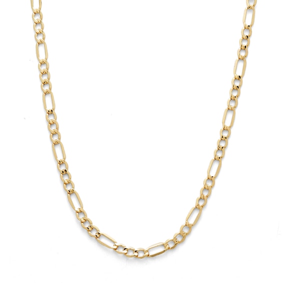 14K Hollow Gold Beveled Figaro Chain